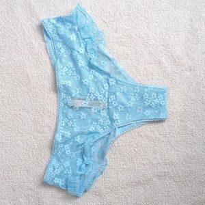 Lacie Ruffle Cheeky Panty - Blue Topaz - Victoria's Secret - NWT